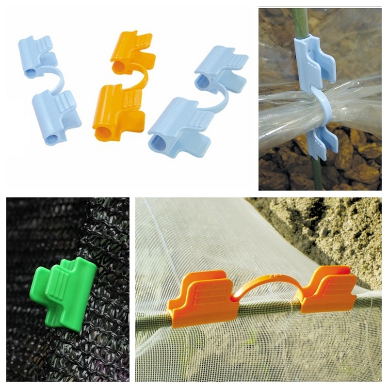 10pcs/lot Pipe Clamp Greenhouse Film Frame Vegetable Fruit Cover Insect Net Sunshade Net Fixing Clamp Clip Home Garden Tools