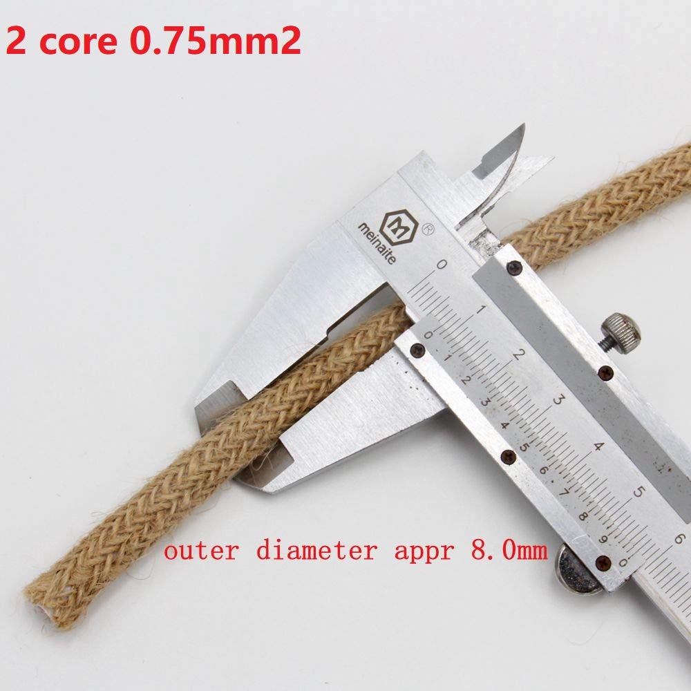 Netledning til e27 lampefatninger eu-stik hampereb 2 meter 3 meter elektrisk ledning lampefatning fatning retro tænd/sluk-kabel