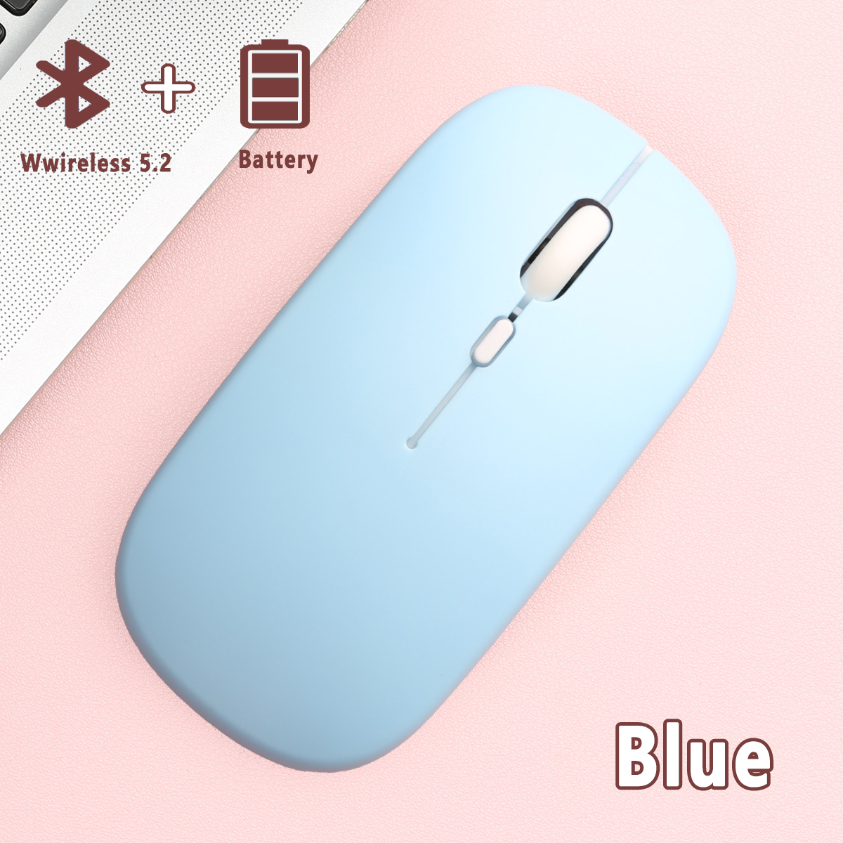 Bluetooth-Maus für Laptop (BT 5.0), Computer, Bluetooth-Maus, tragbare PC-Maus, Bluetooth, kompatibel mit Mac, MacBook Profi Luft: Grau