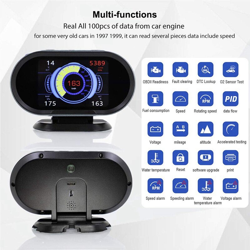 OBD Headup Display,Faulty Code Scanner Digital Speedometer Car Computer Gauge OBD Ii Scanner Overspeed Voltage Alarms