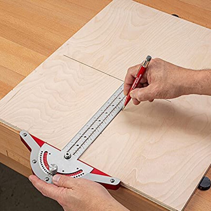 Woodworkers Edge Rule,Protractor Angle Finder,Two Arm Woodworking Ruler Angle Measure Tool, Baseboard Crafts