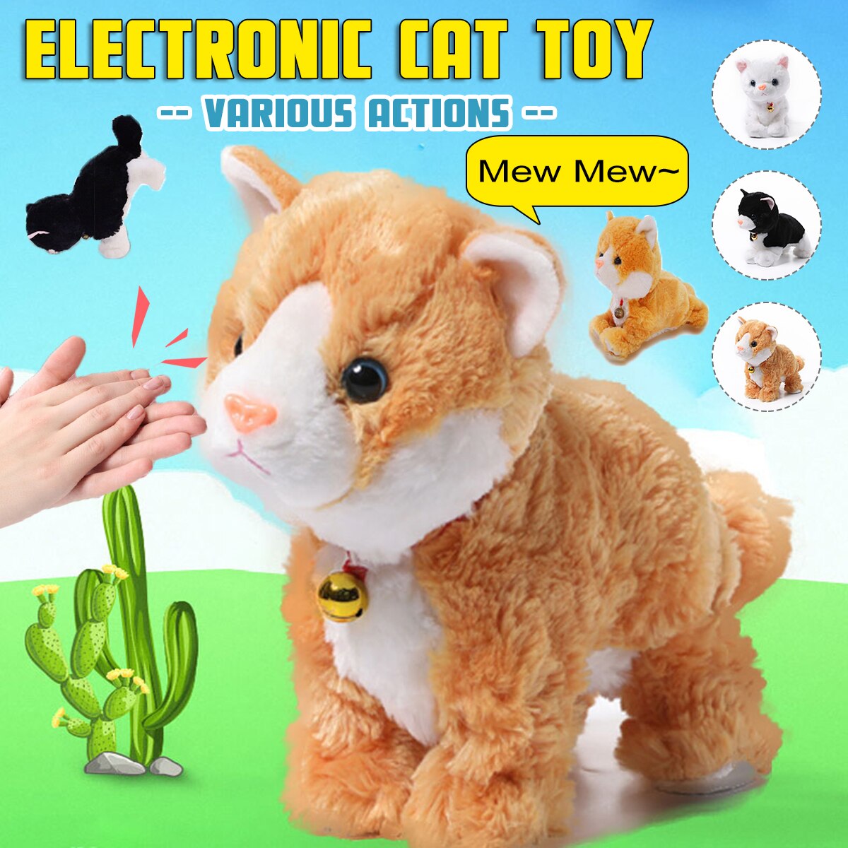 Elektronische Haustiere Roboter Katze Kinder Plüsch Spielzeug Sound Control Interaktive Rinde Stand Spaziergang 8 Bewegungen Plüsch Cellucotton Weihnachten Spielzeug