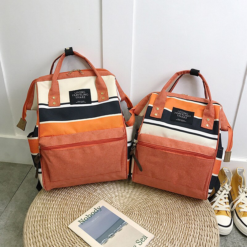 koreanische Mädchen Leinwand Rucksack Schul Frauen Schule Mädchen Reisetaschen Für Teenager Mochila Feminina Escolar Bagpack: small Orange