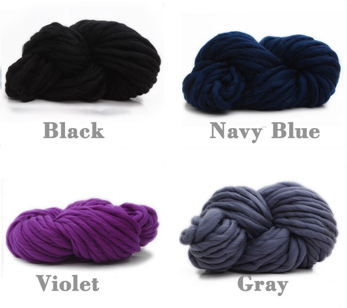 Super Sperrige Arm Stricken Wolle Roving Gestrickte Decke Chunky Wolle Garn Super Dickes Garn Für Stricken/Häkeln/Teppich/hüte D30: Black