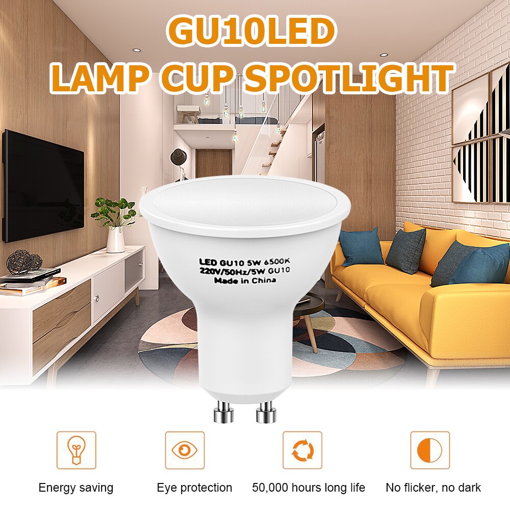 4/10Pcs GU10 Led Spotlight Non-Dimbare Led Gloeilamp Downlight Plastic Aluminium Cool Spot Licht Tafel plafondlamp 220V 5W