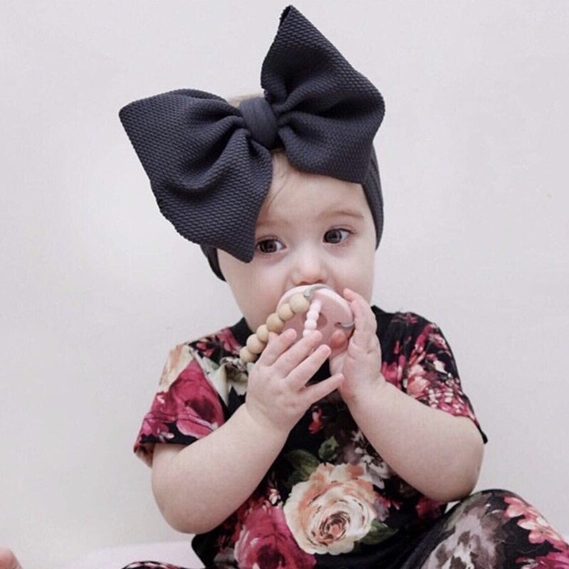 7'' Big Bows Texture Top Knot For Girls Chic Kids Winter Solid Wide Headband Hair Bow DIY Hair Accessories Head wrap