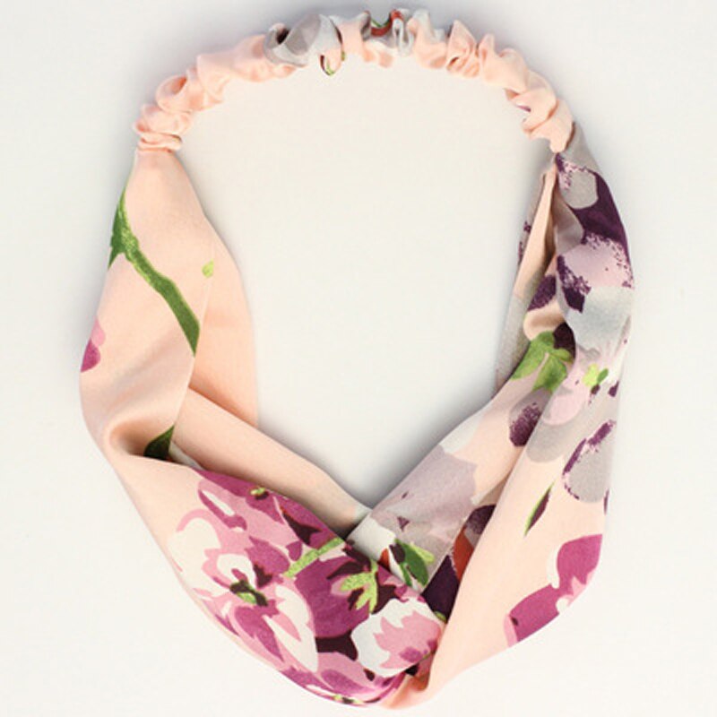 1pc retro kors turban bandasje bandanas hårbånd bohemiske hårbånd print pannebånd hår tilbehør hodepakke for gravide kvinner: Rosa