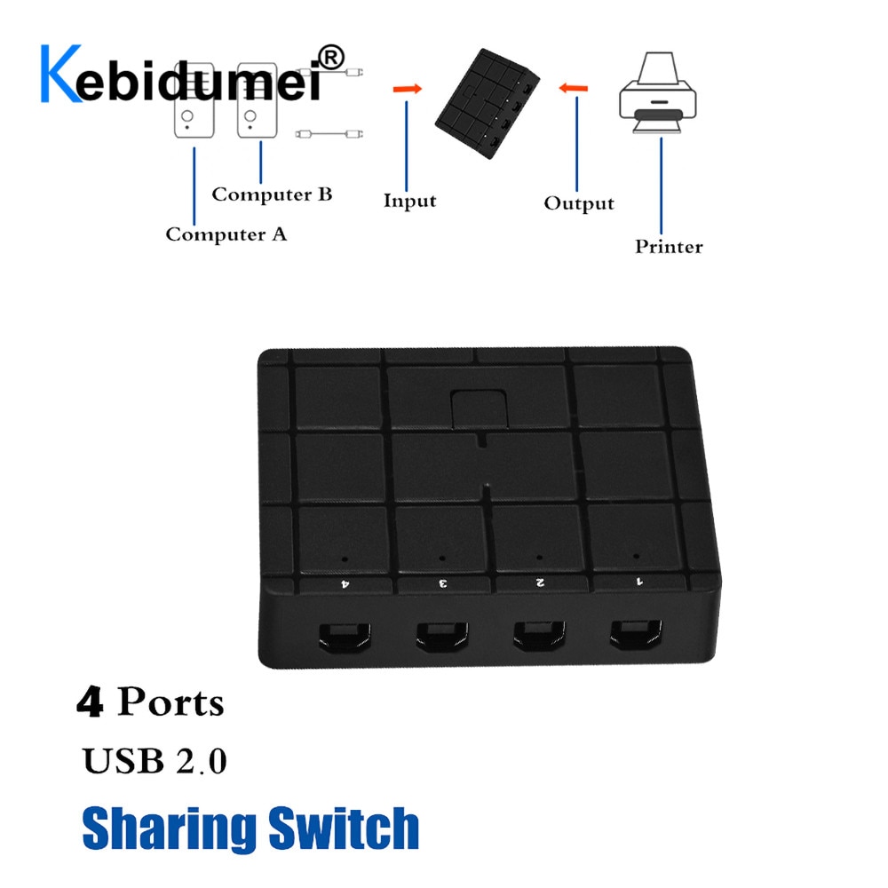 2/4 Poorten USB2.0 Sharing Switch Adapter Box Gedeelde Printer Usb-apparaten Voor Scanner Printer Kvm Box Accessoire