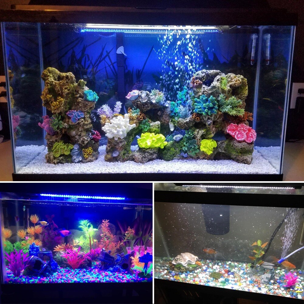 EU Plug Aquarium Light 19-49CM 5050 RGB LED Aquarium Lighting Fish Tank Submersible Light Lamp Waterproof Underwater LED Lights