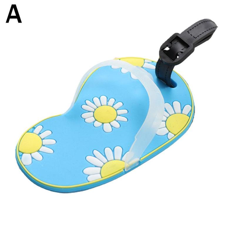 Persoonlijkheid slippers pvc zacht plastic bagagelabel vrouwen id adres houder bagage instapkaart draagbare labels: A