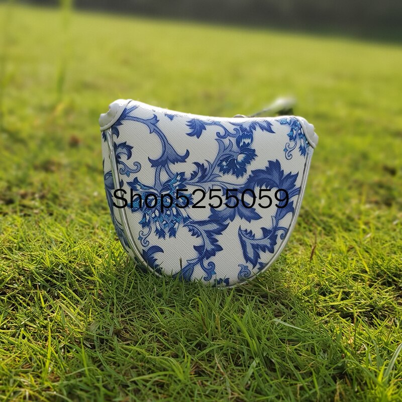 Blue and White Porcelain Golf Club Driver Fairway Wood Hybrid UT Putter Mallet Putter Headcover Sports Golf Club Equipment: Big Size