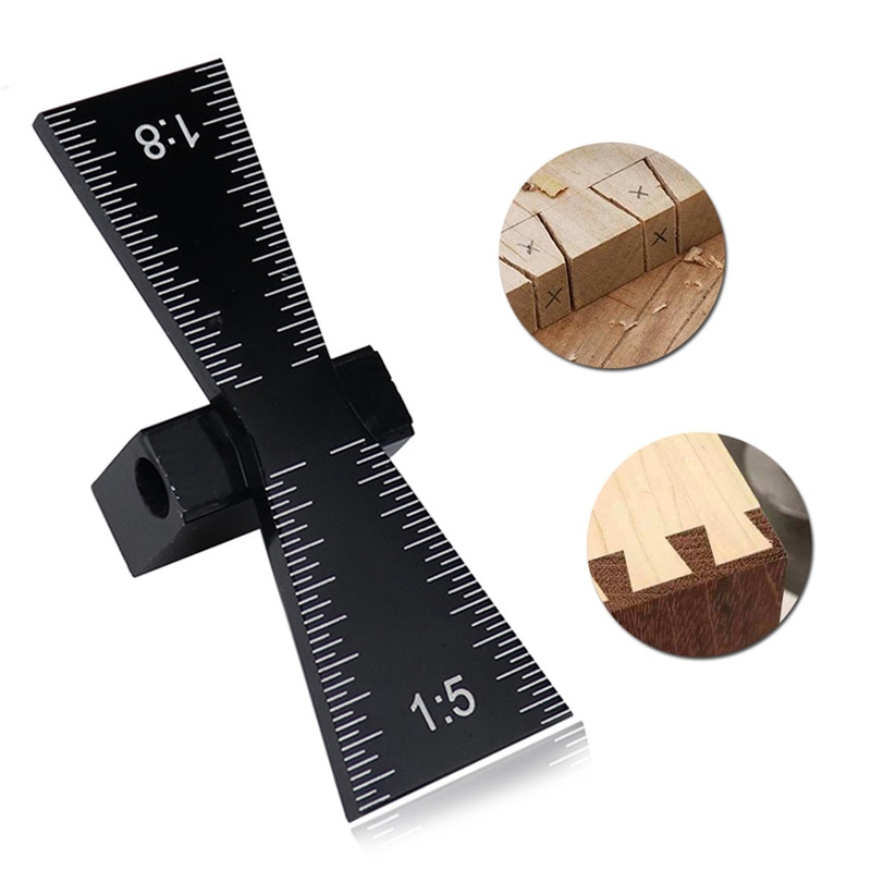 Trebearbeiding svalehale markør aluminiumslegering svalehale merke mal 1:5 og 1:8 tre skjøtemåler med skala svalehale guide verktøy