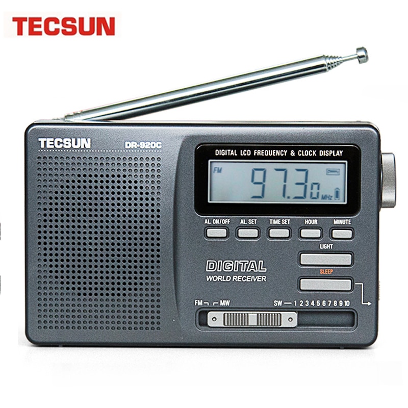 Tecsun dr -920c digtal fm radio display fm/mw/sw multibånd bærbar radio fuldbånds clockradio
