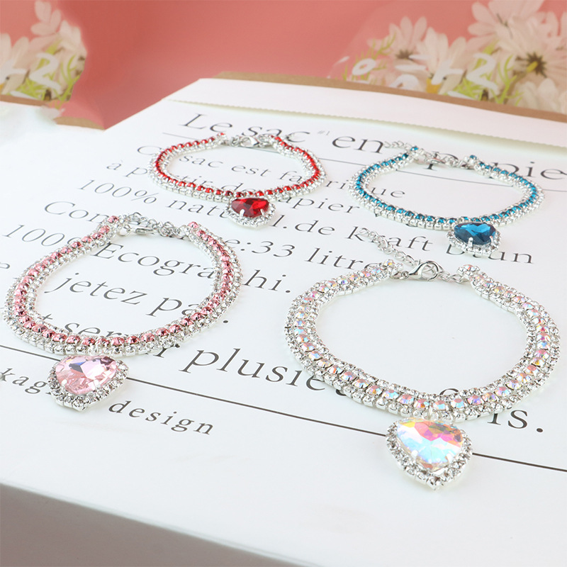 Bricolage mignon luxe collier pour animaux de compagnie chat chien collier amour pendentif fournitures pour animaux de compagnie amour cristal luxe collier chaton collier chat collier