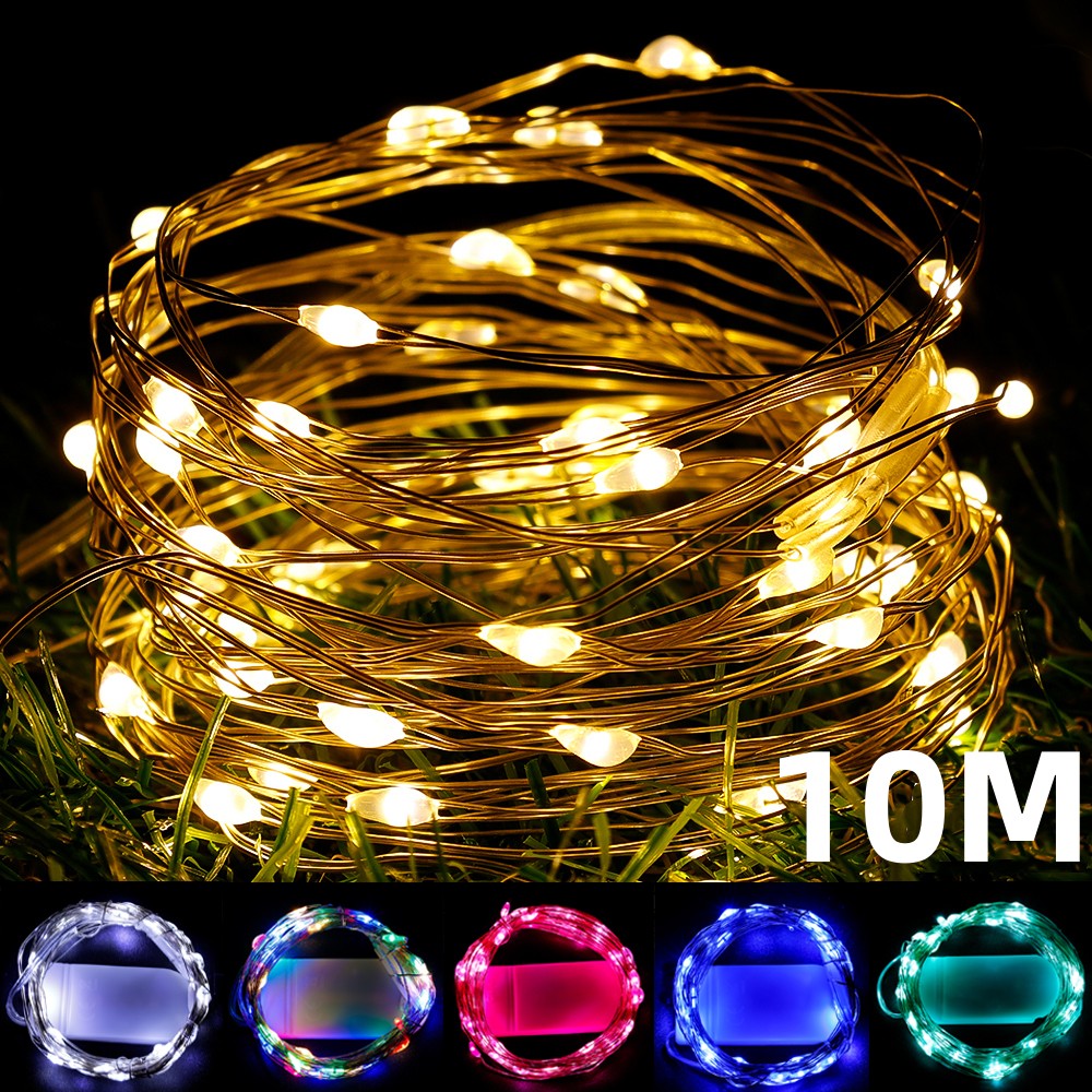 10M Led Koperdraad String Lights Batterij Aangedreven Garland Fairy Verlichting Snaren Voor Wedding Party Kerst Decoratie