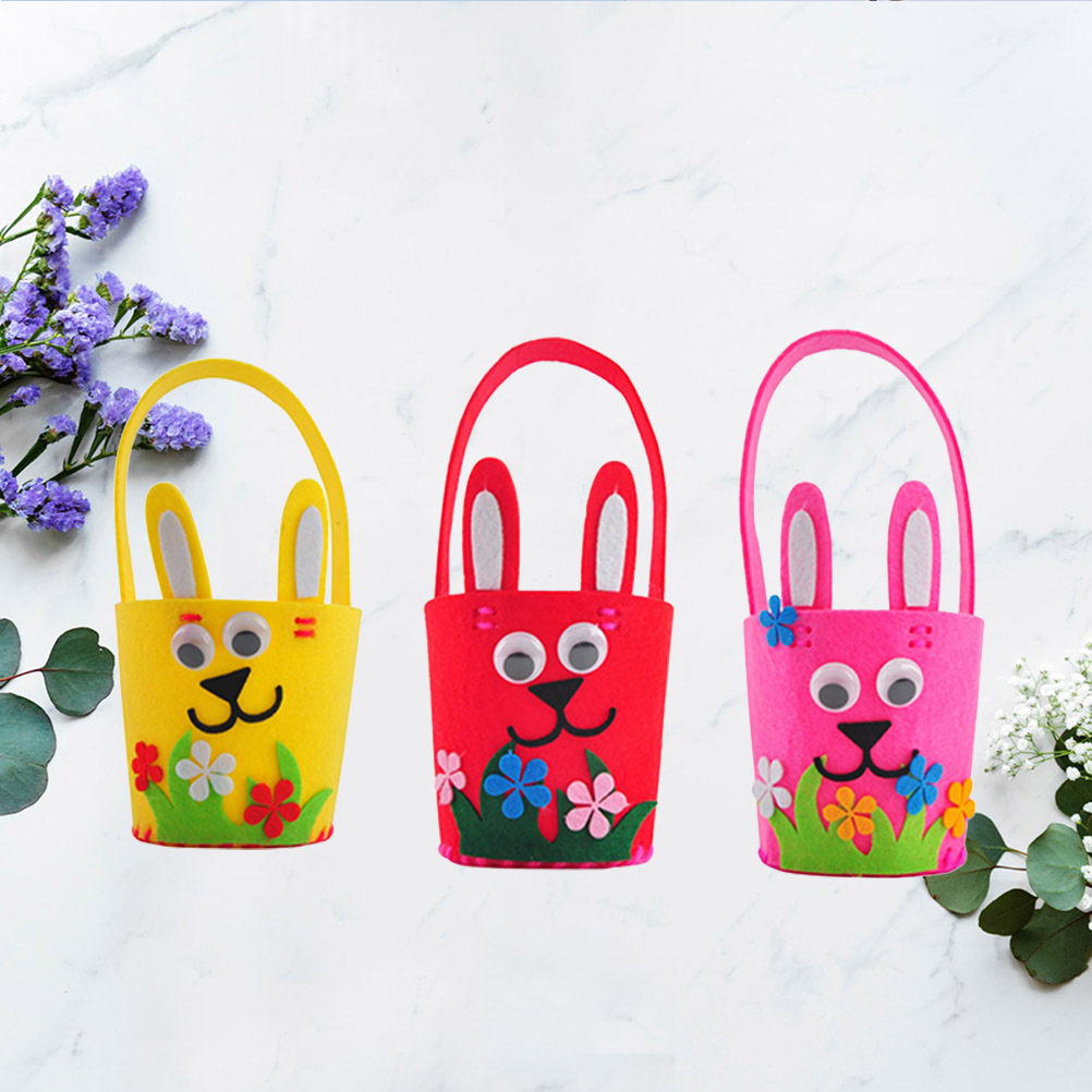 3PCS Easter DIY Material Kit DIY Material Kit Cartoon DIY Flower Basket Easter Egg Material Kit for Kids: Default Title
