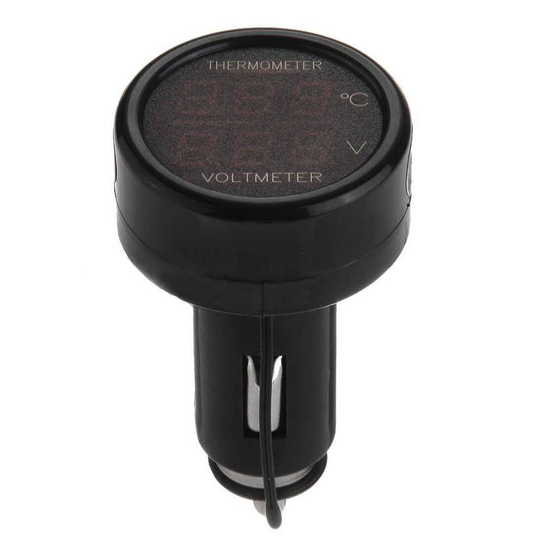 Universal 12V Car Digital Voltmeter Gauge Thermometer LED Cigarette Lighter Charger USB Charger Voltage Meter DC 8-40V: Red and green light