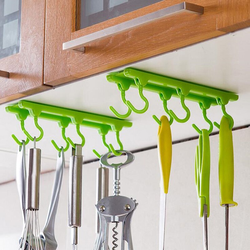 MOONBIFFY Kitchen Rack Holder Hook Ceiling Wall Cabinet Hanging Storage Organizer Holder Parallel Hanger Bathroom Shelves: Green