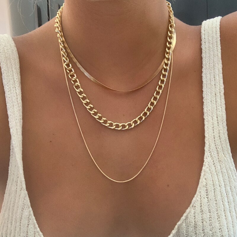 Cuban Gold Thick Chain Choker Necklace For Women Men Trendy Hip Hop Big Chunky Short Chain Choker Necklaces Jewelry: CS51946