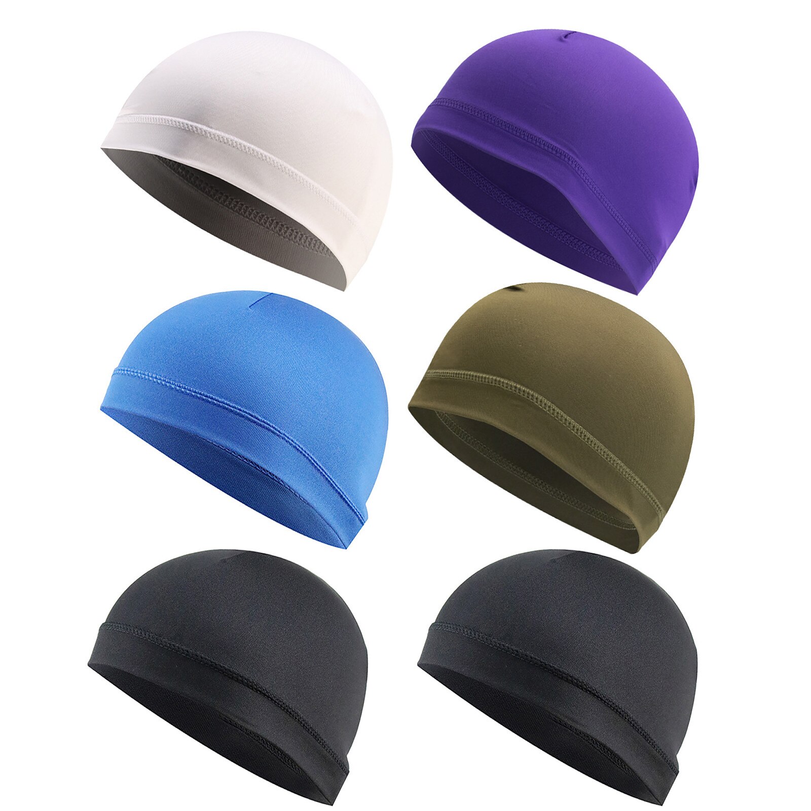 Caps For Men And Women 6 Pieces Helmet Liner Skull Caps Sweat Wicking Cap Running Hats Cycling Skull Helmet Lined With Skull Cap: B