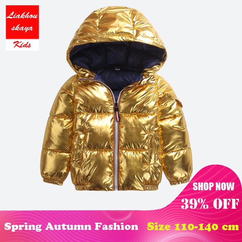 Kinderen Winter Down Jassen Voor Meisjes Kinderen Meisje Zilver Goud Jongens Casual Hooded Bovenkleding & Jas Tiener Parka Kids kleding: Champagne gold / 4