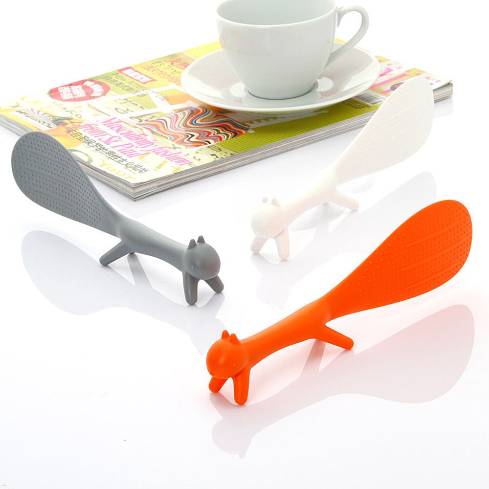 Portable debout écureuil cuillère tour tableaux collants nourriture cuillère riz Scoop vaisselle fête fournitures accessoires de cuisine