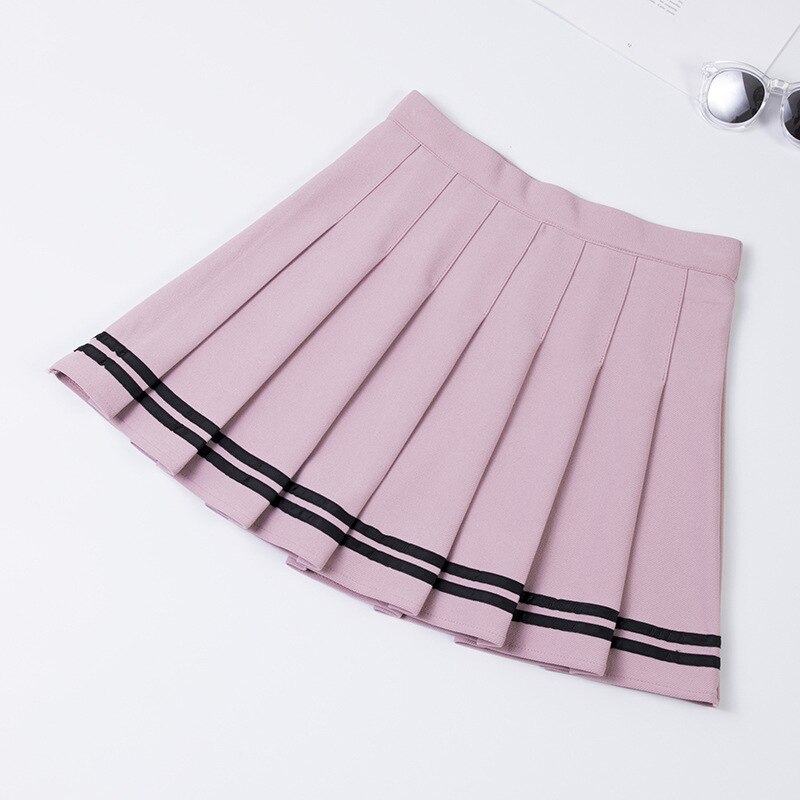 Tracksuit Tennis Skirt Women Elastic High Waist Japanese Style Cosplay JK Uniforms Baseball Skirt with Inner Shorts Sportswear: Color3 / S