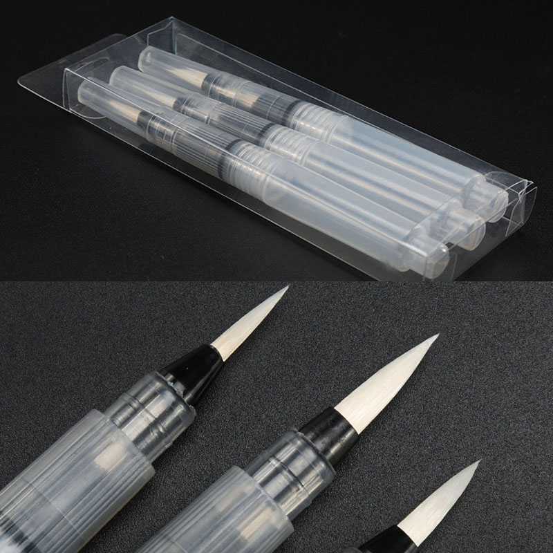 Refillable Water Brush Ink Pen for Water Color Calligraphy Drawing Painting Illustration Pen Small Middle Large Different Size