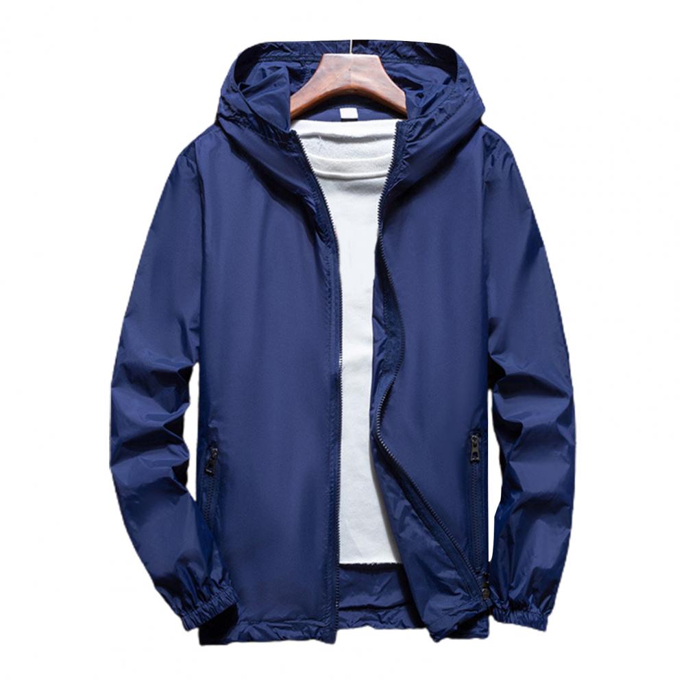 Jakke dame 4xl hettegenser med lange ermer, glidelåsknapp, vindjakke, herre dame, tynn solfrakk: Xl / Marineblå