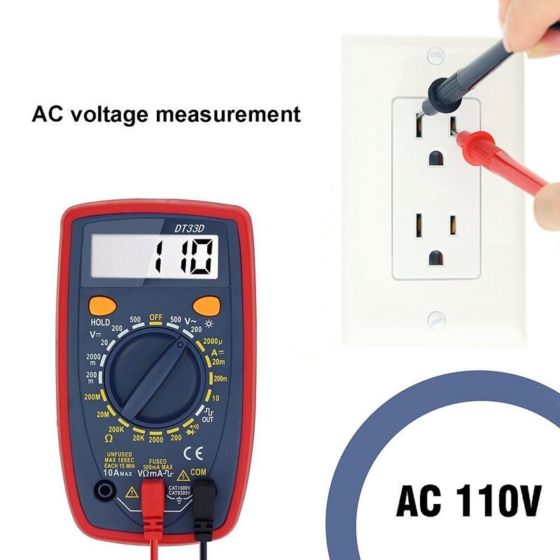 -DT33D Multimeter AC DC Voltage LCD Digital Multimeter Resistance Meter Diode Tester