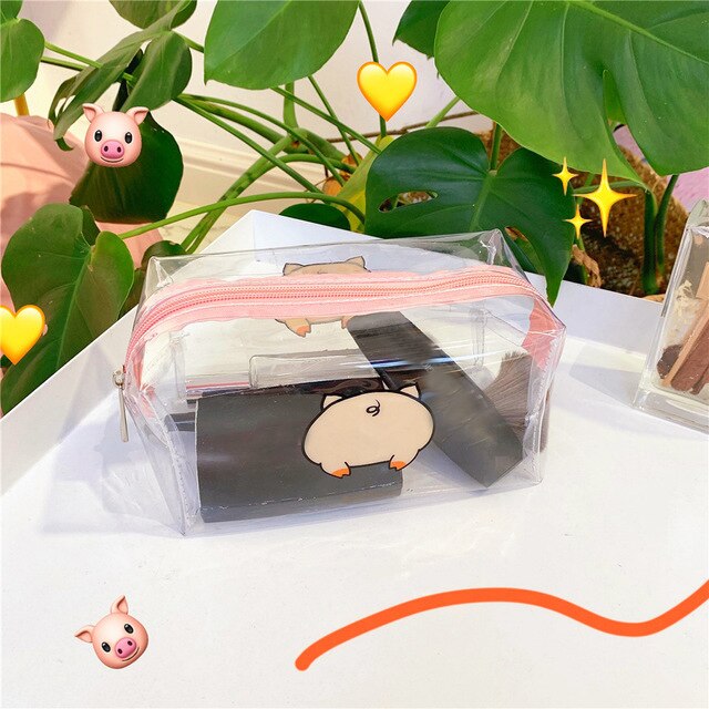 Frauen Wasserdichte Klar Kosmetik Taschen fallen PVC Mädchen Reise Reißverschluss machen-hoch Tasche Beutel Toilettenartikel Pinsel Waschen Organizer: 3