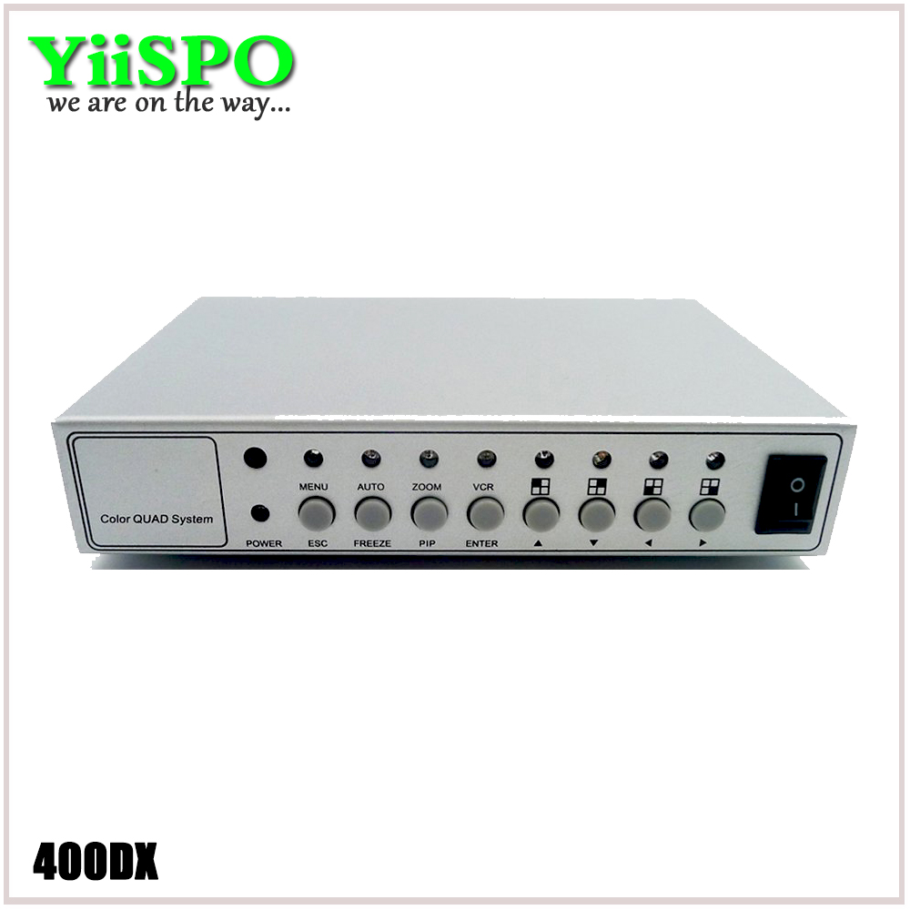 Yiispo 4ch farve video digital farve quad splitter processor cctv system kit switcher metal sag med 4in 2 ud bnc adapter