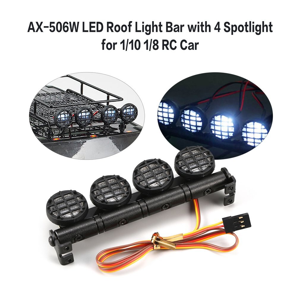 AX-506W Multi-function Ultra Bright Lamp LED Roof Light Bar with 4 Spotlights for 1/10 1/8 RC Car HSP TAMIYA CC01 Axial SCX10