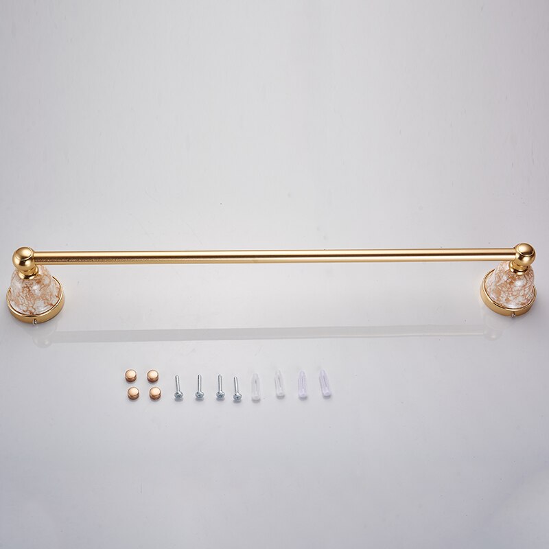 Enkele handdoekhouder, handdoekrekruimte van aluminium en keramiek, enkele handdoekhouder van goudkleurig metaal