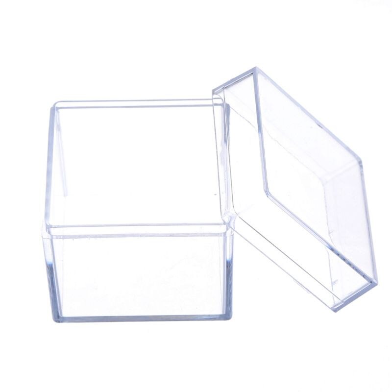 Clear Acrylic 5 Sided Jewelry Display Storage Box Case Square Cube Props Box