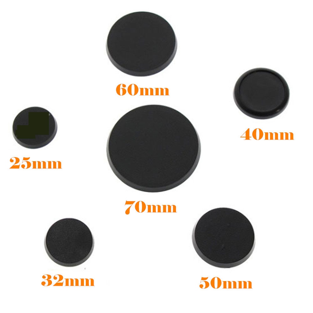 30pcs/50pcs/100pcs Wargame Table Base 25mm-70mm Gaming Miniatures Plastic Round Bases Model