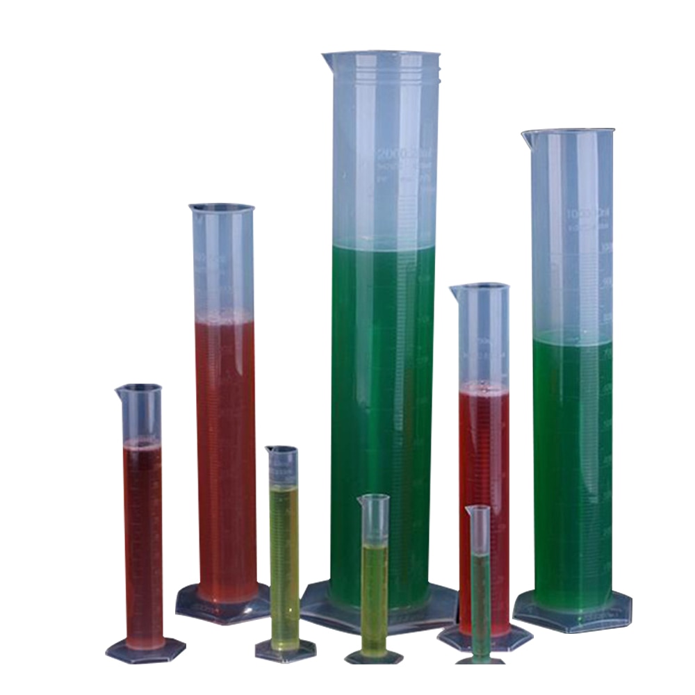 Betaalbare Chemie Set Meten Meten Van Plastic Cilinder Afgestudeerd Cilinders voor Lab Levert Laboratorium Gereedschap Set van 4