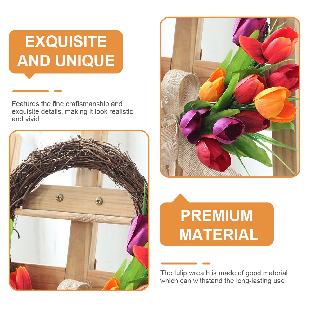 Tulip Wreath Decor Door Hanging Decor Home Hanging Wreath Festival Wreath Decor Wreath Pendant for Home Office
