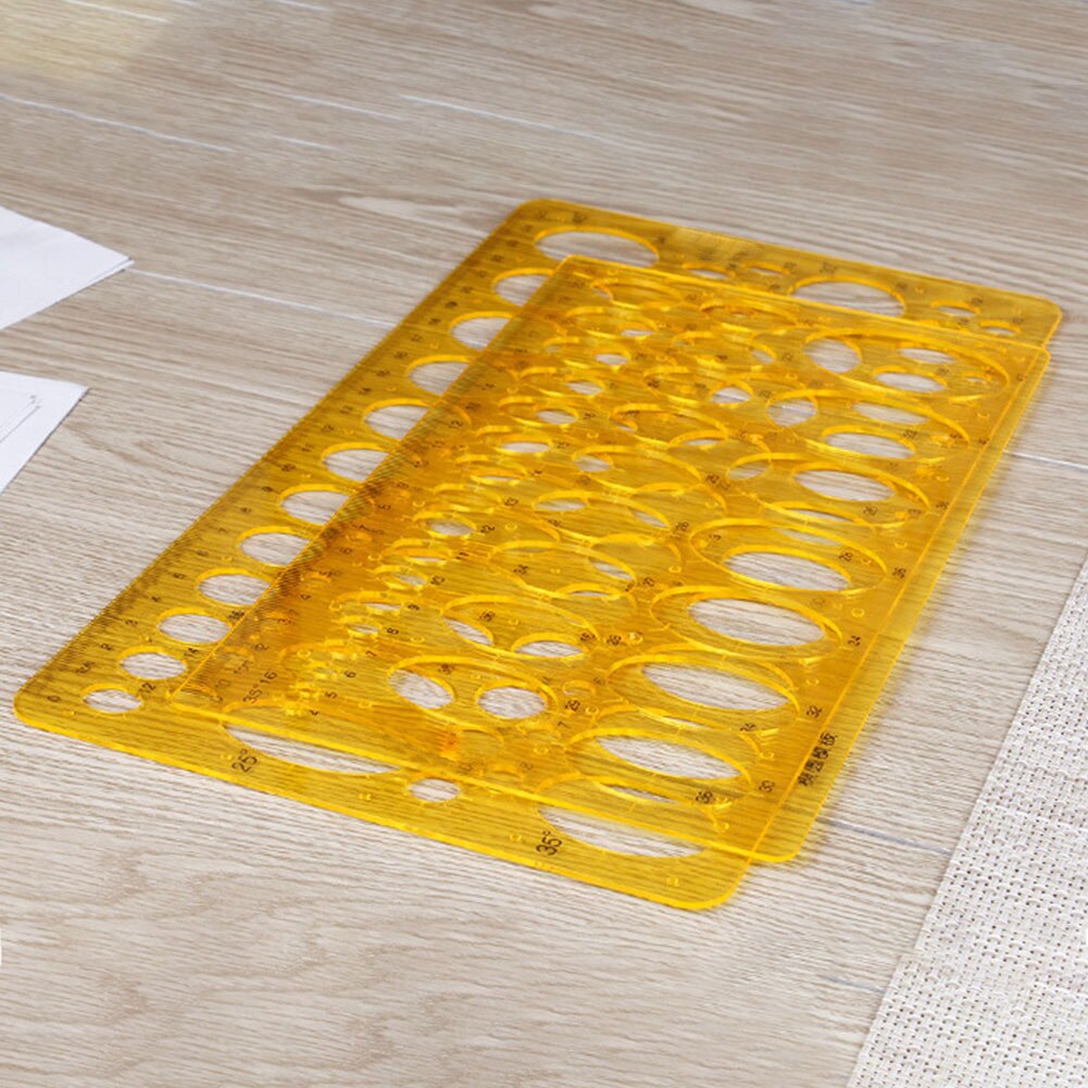 2 Pcs Student Oval Model Drafting Drawing Tool Multipurpose Circle Curve Template Ruler Set Plastic Stationery