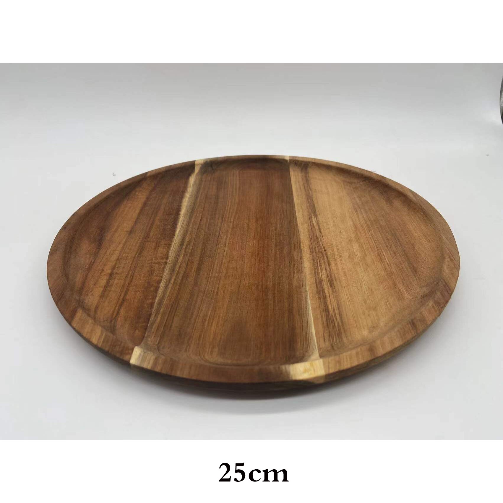 Japanese-style acacia wood high-footed cake stand solid wood dessert plate serving tray living room fruit snacks wooden plate: plate-25cm