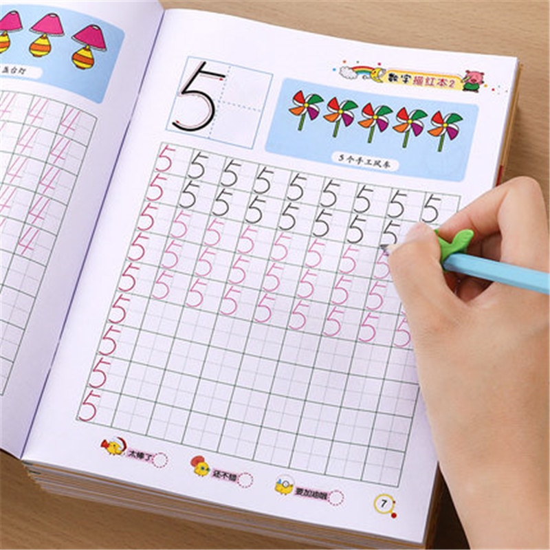 Children’s numerals copybook preschool calligraphy writing practice numeral addition subtraction field grid books