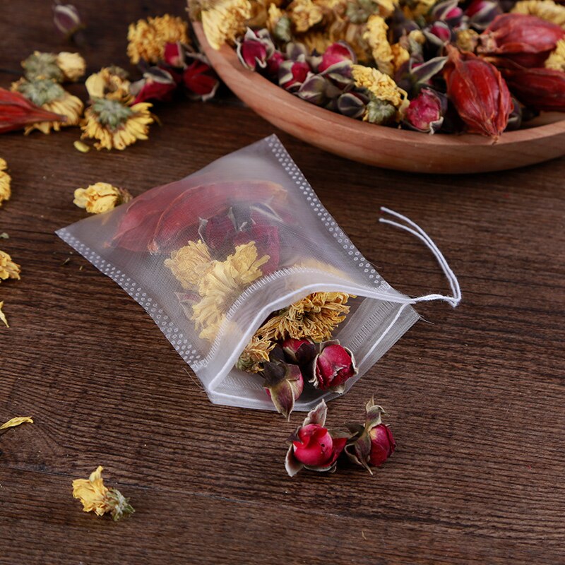 transparent Teebeutel leer Tee Taschen Nylon Tee Filter Taschen für Gewürz Kraut verlieren Lebensmittel Einweg Tee taschen mit Schnur Heilen dichtung