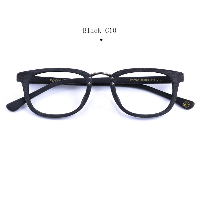 HDCRAFTER Wood Eyeglasses Frame for Women Optical Retro Wooden Prescription Spectacle Frame with Clear Lens Glasses: Wood Black