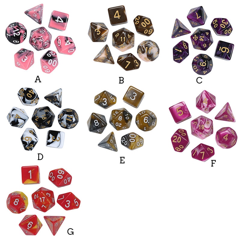 7Pcs D20 Multi-Faced Dobbelstenen Sets D6 16Mm Poly Dobbelstenen Hars Dados Poliedricos Freaky Dobbelstenen Polydice Game liefhebbers Dados De Rpg 30A20