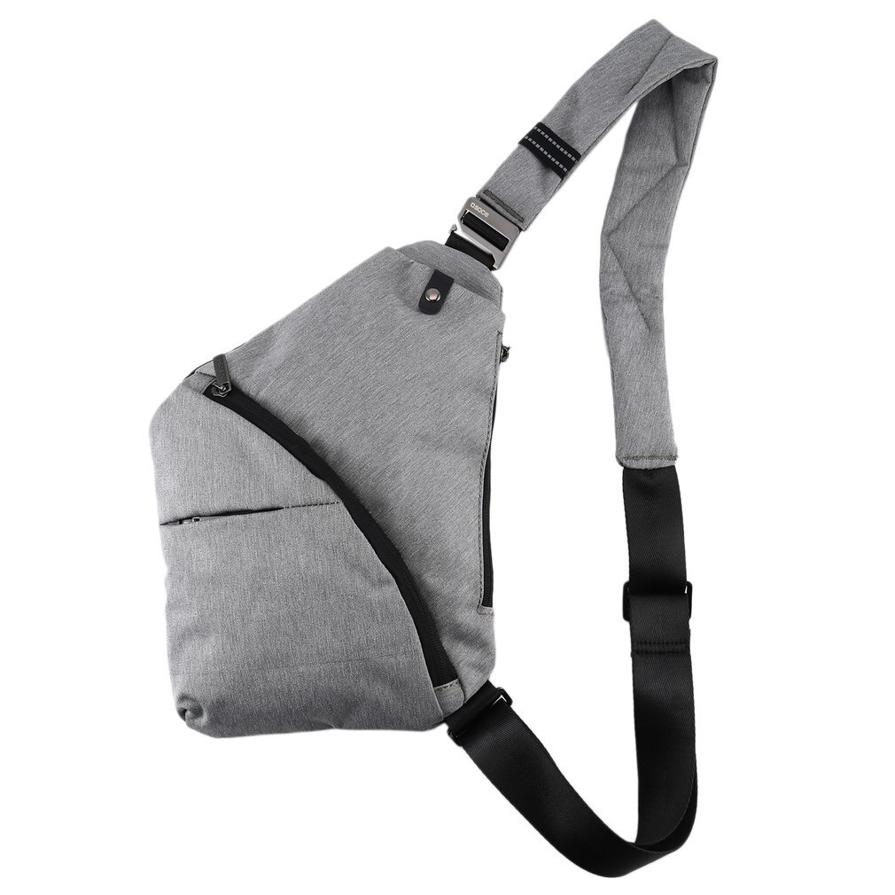 Mode Een Schouder Slingerde Men's Borst Zak Koreaanse Casual Sport Waterdichte Nylon Canvas Kleine Rugzak: B13 light gray