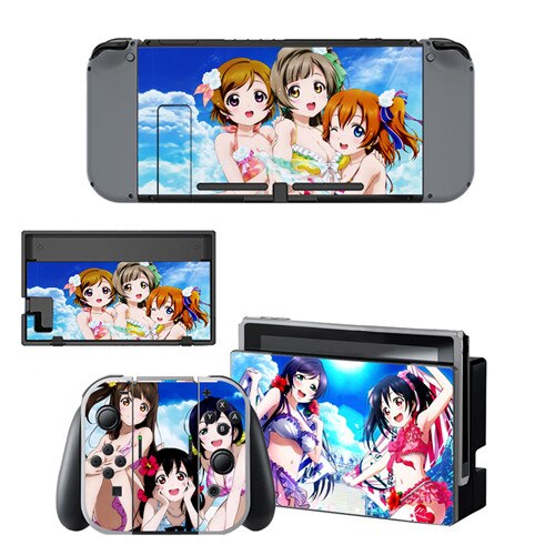 Anime Cute Girl Lovelive Decal Vinyl Skin Sticker for Nintendo Switch NS Console+Controller+Stand Holder Protective Film: YSNS0535