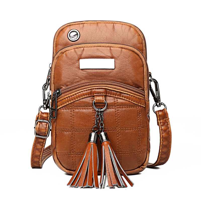 Mantis Garnalen Telefoon Schoudertassen Voor Vrouwen Pu Lederen Kwastje Klinknagel Crossbody Tas Voor Meisjes Tas Beroemde Vrouwen tas: Bruin