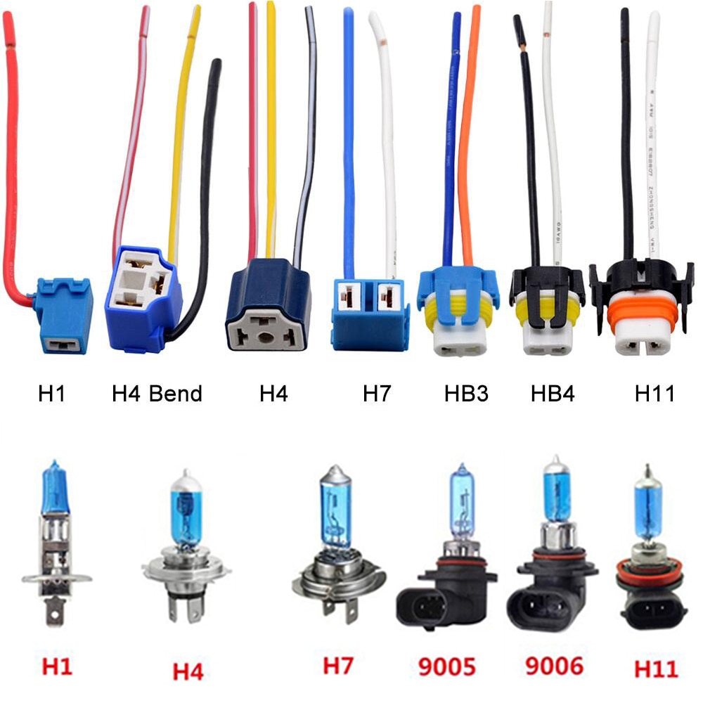 1PC Car H1 H4 H7 H11 HB3 HB4 Headlight Ceramic Bulb Holder Extension Automotive Wire Halogen Adapter Socket Lamp Connector