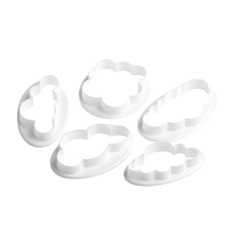 5 stuks 3d wolken plastic fondant uitstekers cakevorm suikercraft mal decoratiegereedschap