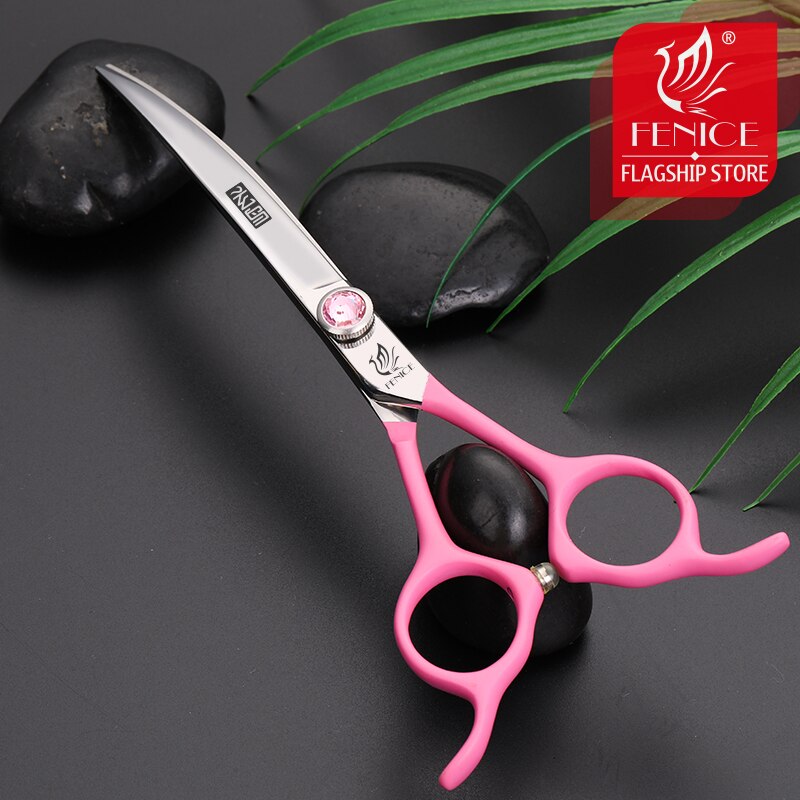 Fenice 6.5 inch Pet Grooming Curved Scissors Japan 440C Stainless Steel Dogs Animal Hair Cutting Shears